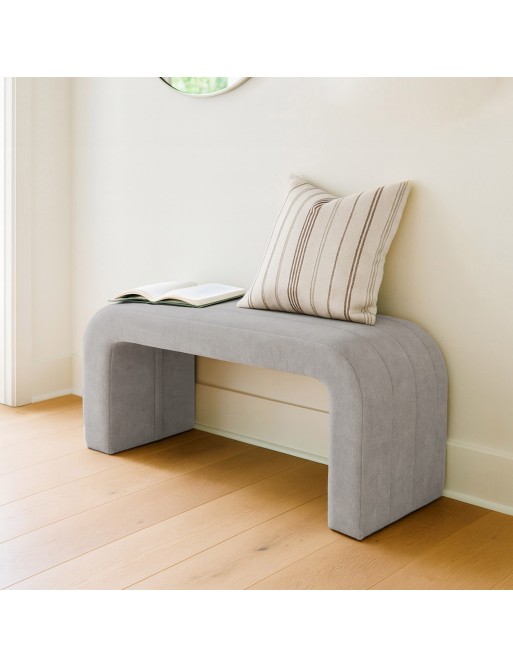 NATHAN MODEL LIGHT GRAY VELVET BENCH NATHAN MODEL LIGHT GRAY VELVET BENCH