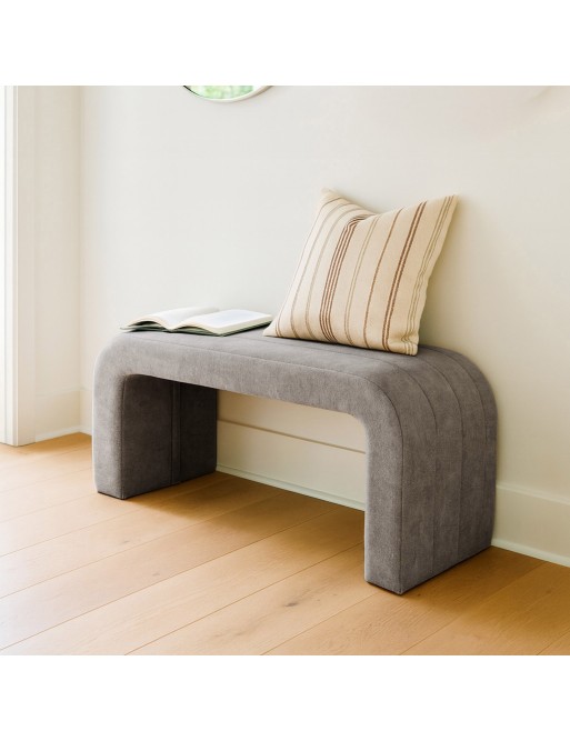 BANC EN VELOURS GRIS FONCÉ MODÈLE NATHAN