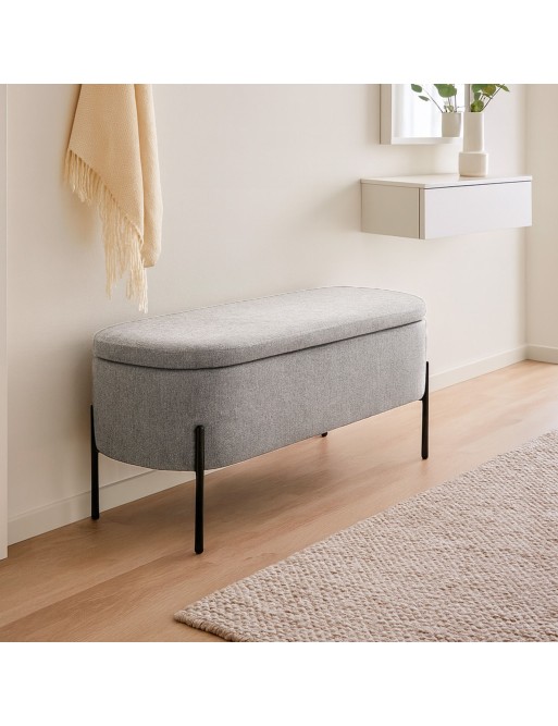 PIE DE CAMA CON ALMACENAJE MODELO MASON GRIS CLARO