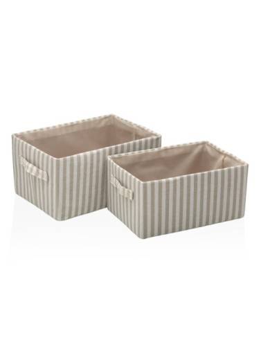 SET OF 2 GREY STRIPED BASKETS