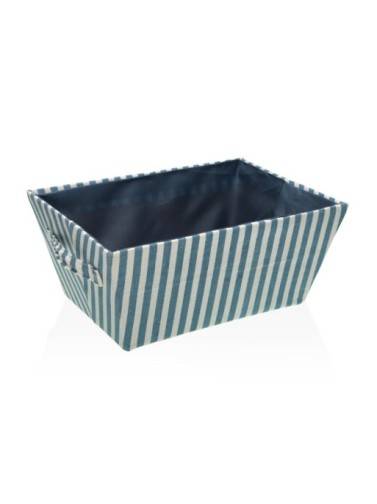 BLUE STRIPED RECTANGULAR BASKET