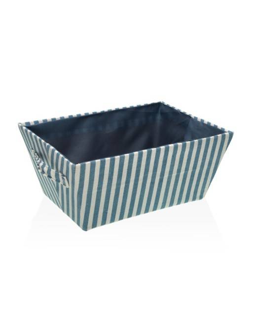 BLUE STRIPED RECTANGULAR BASKET