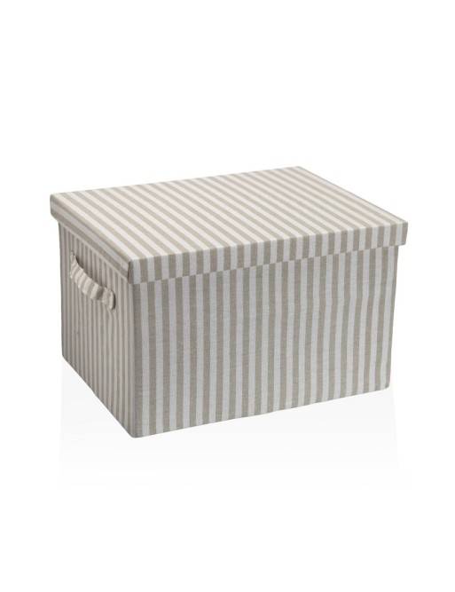 CESTA CON TAPA RECTANGULAR RAYAS GRIS CESTA CON TAPA RECTANGULAR RAYAS GRIS