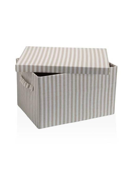 CESTA CON TAPA RECTANGULAR RAYAS GRIS CESTA CON TAPA RECTANGULAR RAYAS GRIS