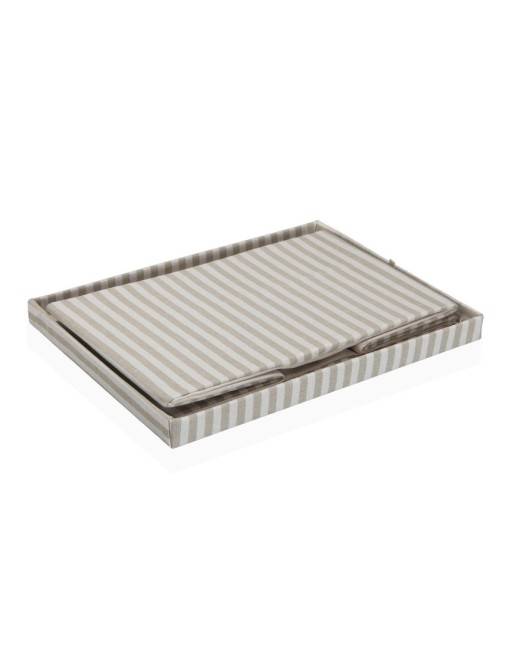 GREY STRIPED RECTANGULAR LIDDED BASKET