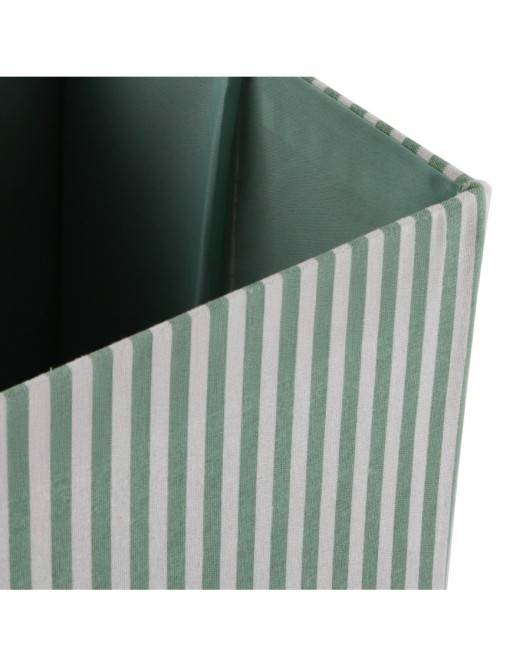 GREEN STRIPED RECTANGULAR LIDDED BASKET
