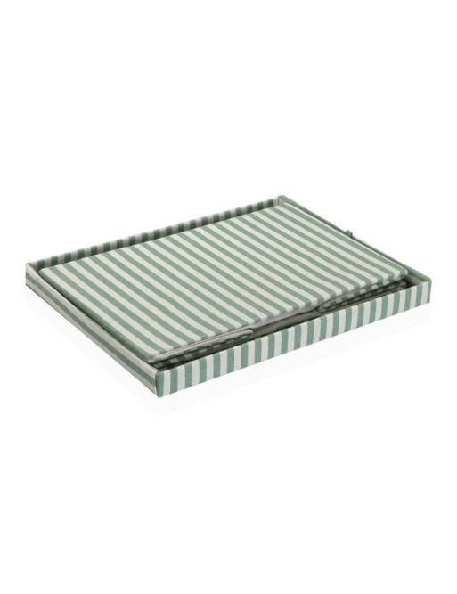 CESTA CON TAPA RECTANGULAR RAYAS VERDE