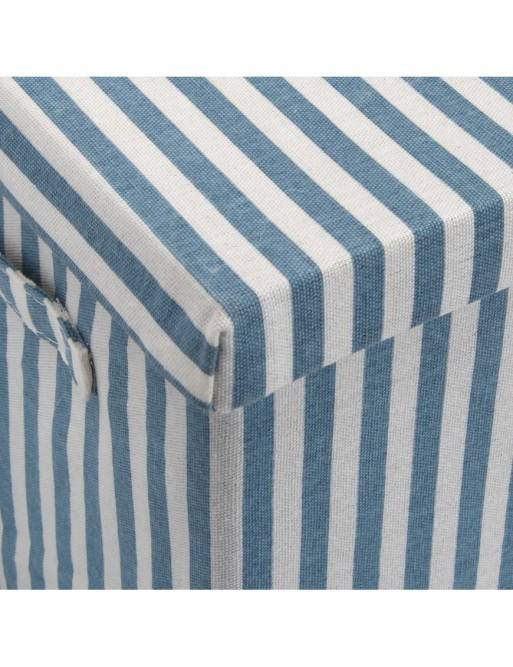 CESTA CON TAPA RECTANGULAR RAYAS AZUL