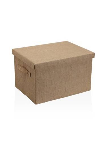 CESTA CON TAPA RECTANGULAR JUTE