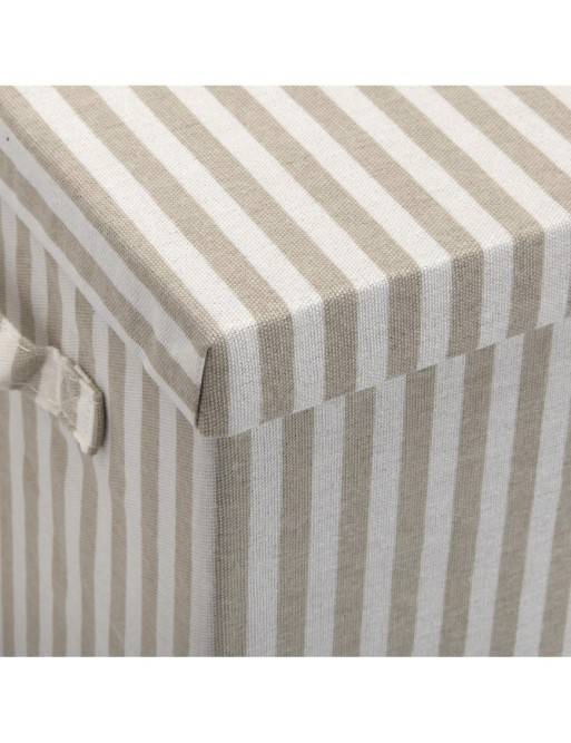 GREY STRIPED SQUARE LIDDED BASKET