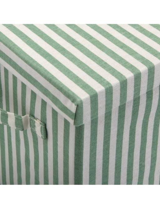 GREEN STRIPED SQUARE LIDDED BASKET