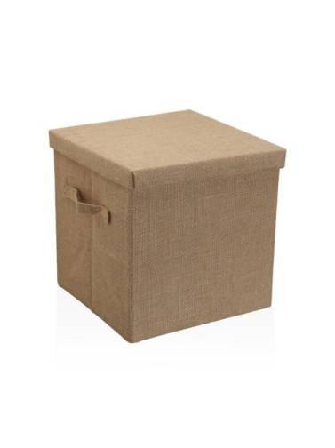 JUTE SQUARE LIDDED BASKET