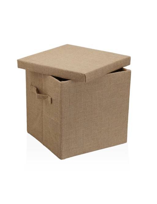 JUTE SQUARE LIDDED BASKET