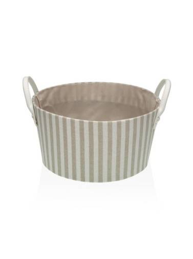 GREY STRIPED ROUND BASKET