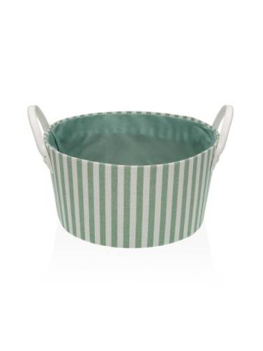 GREEN STRIPED ROUND BASKET