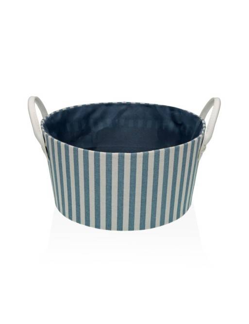 BLUE STRIPED ROUND BASKET