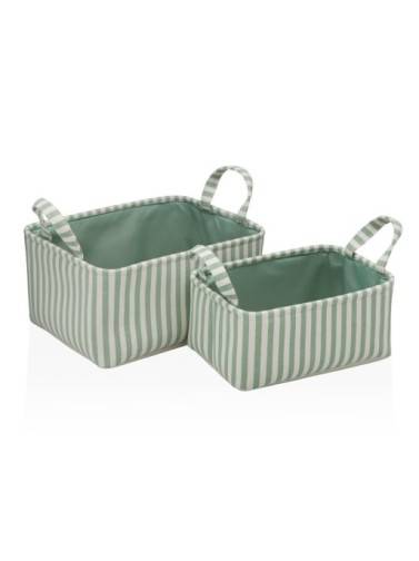 SET DEUX PANIERS RAYÉ VERT