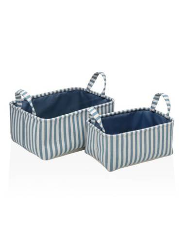 SET DEUX PANIERS RAYÉ BLEU