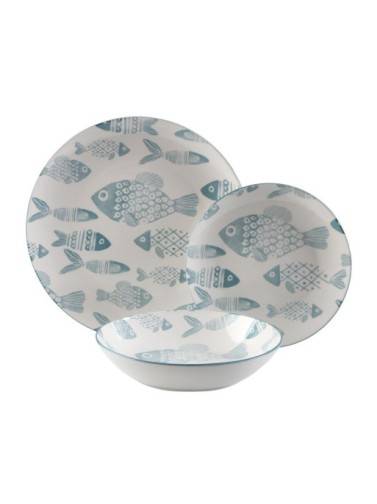 18-PIECE BLUE FISH DINNER SET
