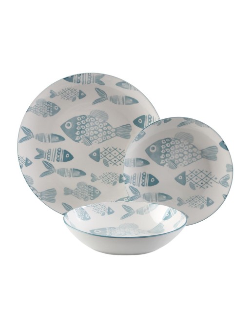 VAJILLA DE 18 PIEZAS MODELO MARIS AZUL