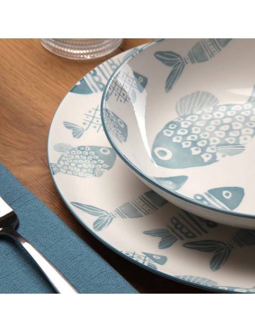 VAJILLA DE 18 PIEZAS MODELO MARIS AZUL