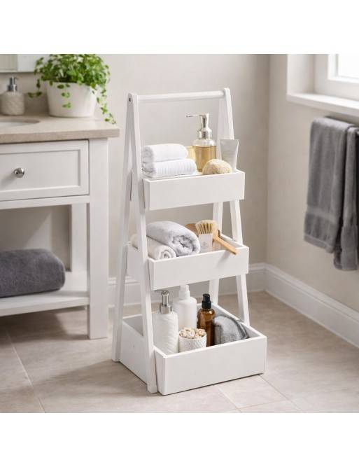 ÉTAGÈRE DE SALLE DE BAIN AVEC 3 ÉTAGÈRES MODÈLE NERIA WHITE ÉTAGÈRE DE SALLE DE BAIN AVEC 3 ÉTAGÈRES MODÈLE NERIA WHITE