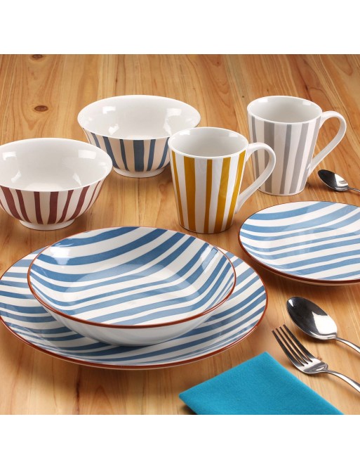 VAJILLA DE 18 PIEZAS MODELO NERINA AZUL