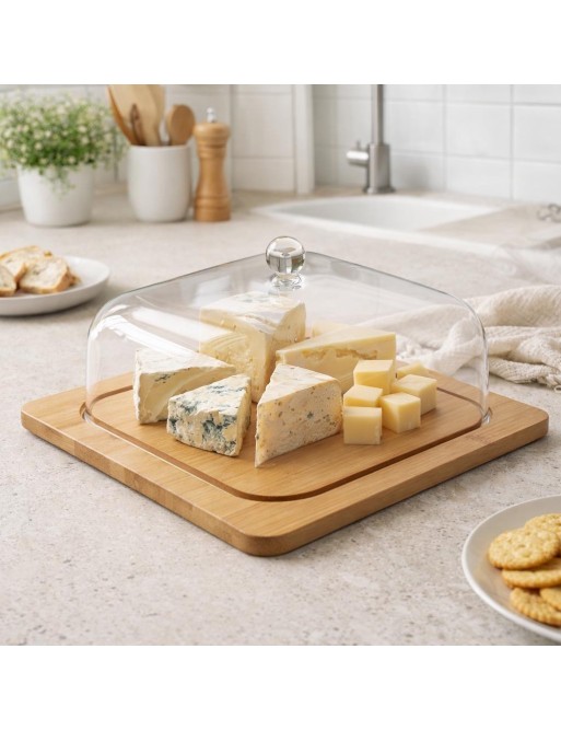 SQUARE BAMBOO CHEESE MAKER WITH LID