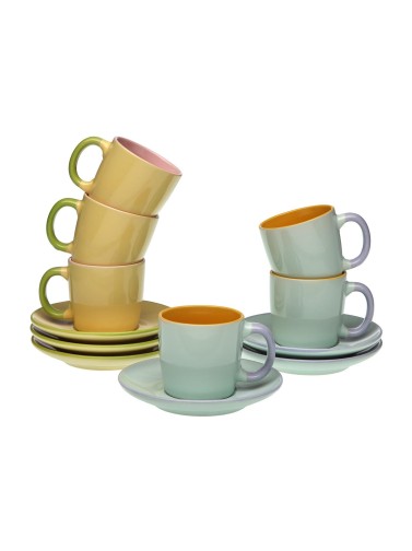SET DE 6 TAZAS DE CAFE CON PLATO MODELO SUGAR