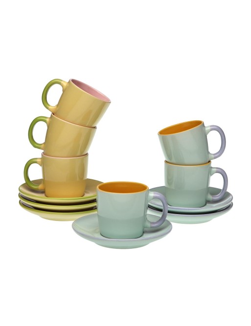 SET MIT 6 KAFFEETASSEN UND ZUCKERMODELLUNTERTASSE