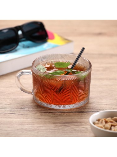 MUG EN VERRE MODÈLE FEUILLES 400 ML