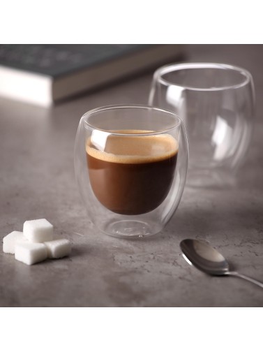 SIX DOUBLE-WALLED GLASS GLASSES MODEL DOUBLE