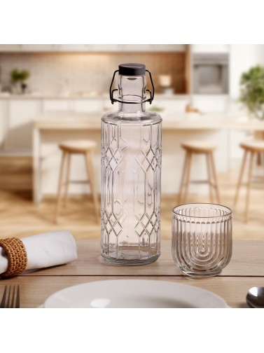 BOUTEILLE EN VERRE TRANSPARENT MODÈLE ROMB 1000 ML