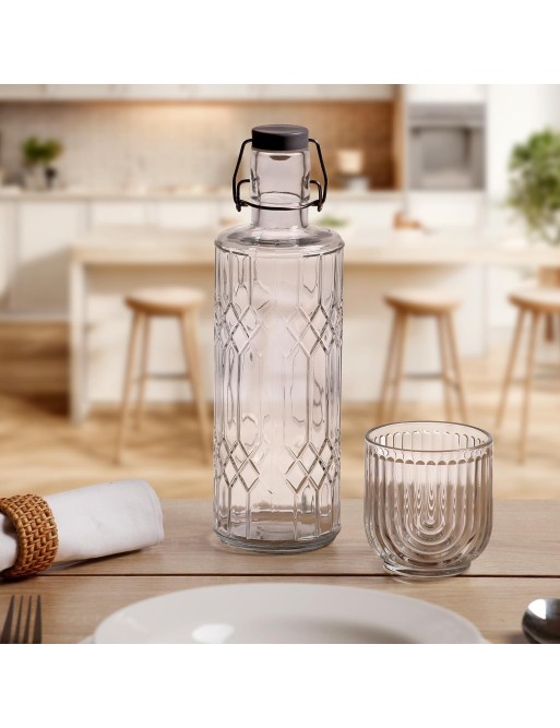 BOTELLA TRANSPARENTE DE CRISTAL MODELO ROMB 1000 ML