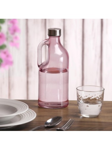 BOUTEILLE EN VERRE AVEC POIGNÉE MODÈLE ROSE