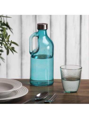 GLASS BOTTLE WITH HANDLE MODEL BLUE