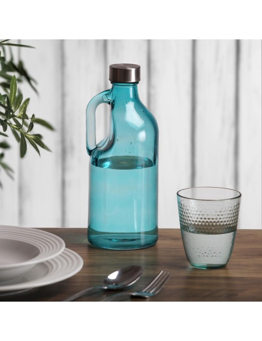 GLASS BOTTLE WITH HANDLE MODEL BLUE
