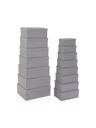 SET 15 BOÎTES EN CARTON RAYURES GRISES