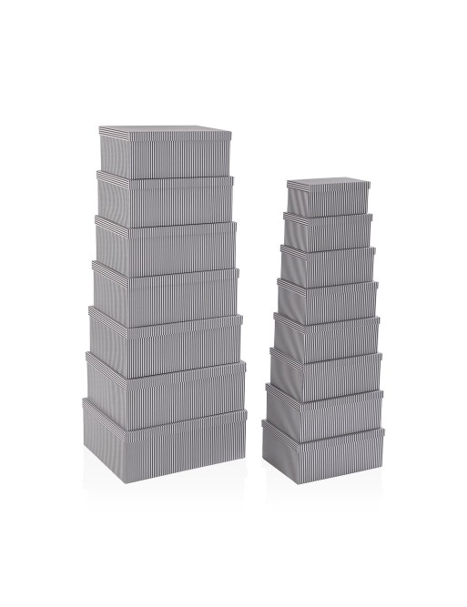 SET DE 15 CAJAS DE CARTON MODELO RAYAS GRISES