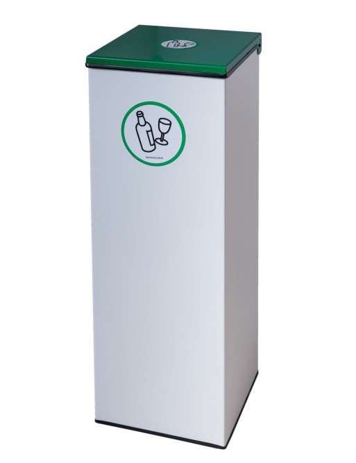 White metallic recycling bin 44L with bag holder ring and solid flip-top lid in 5 colors White metallic recycling bin 44L with bag holder ring and solid flip-top lid in 5 colors