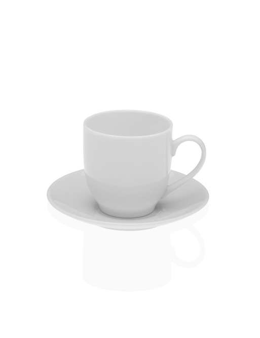 TASSE À CAFÉ EN PORCELAINE AVEC SOUCOUPE MODÈLE CALMA WHITE