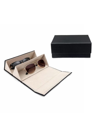 CASE FOR TWO GLASSES MODEL BLACK FAUX LEATHER