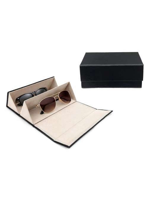 CASE FOR TWO GLASSES MODEL BLACK FAUX LEATHER