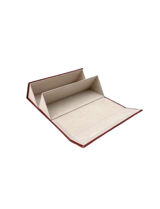 CASE FOR TWO TERRACOTTA FAUX LEATHER GLASSES