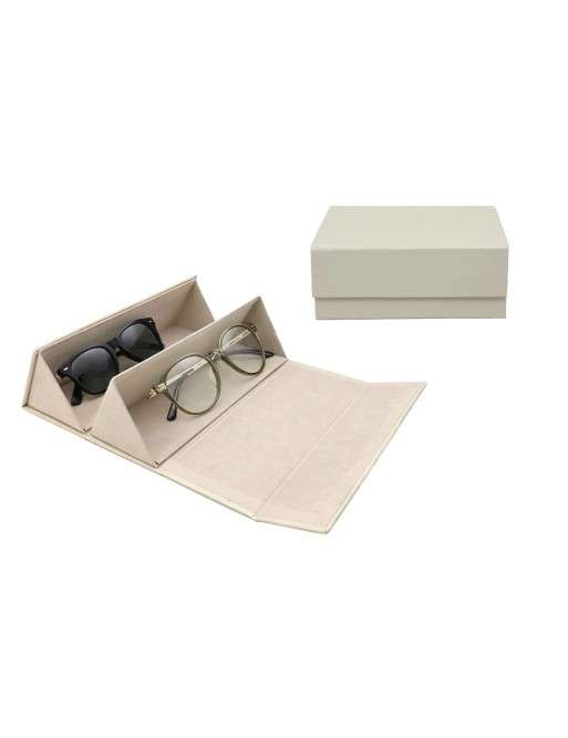 CASE FOR TWO GLASSES MODEL BEIGE FAUX LEATHER