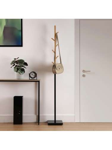 Metal und Holz Kleiderständer. Modell Colonia (Schwarz)