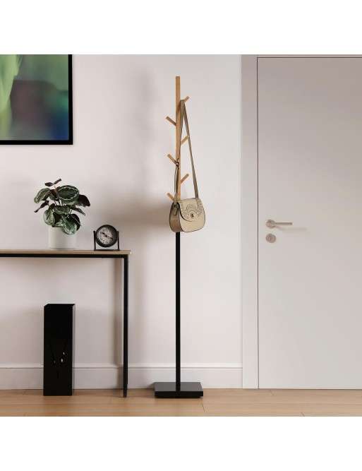 Metal und Holz Kleiderständer. Modell Colonia (Schwarz)