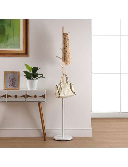 PERCHERO BLANCO Y MADERA