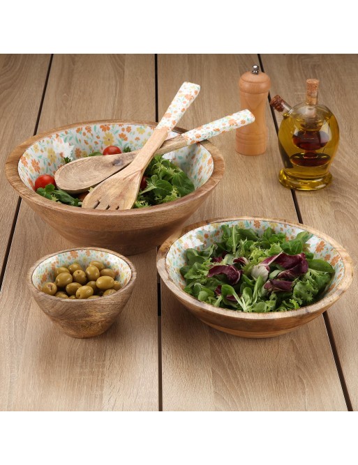 ENSALADERA DE MADERA CON ACABADO ESMALTADO MODELO NIVORA 30 CM