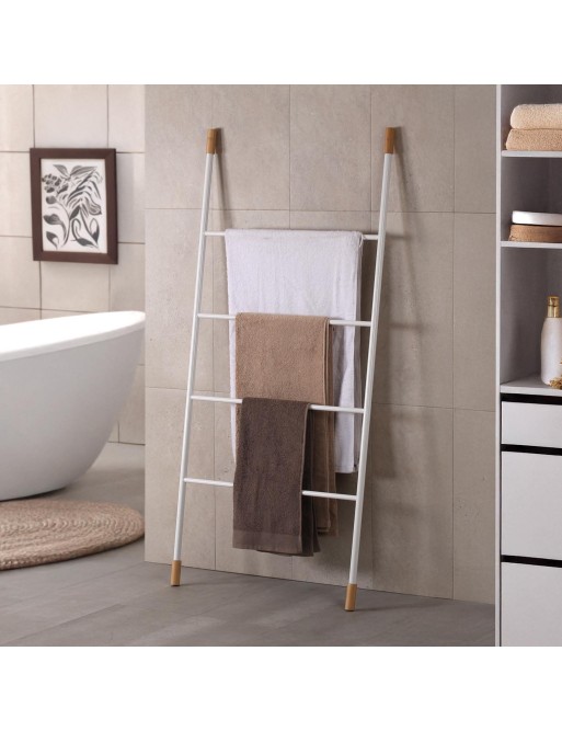 TOALLERO DE BAÑO DE BAMBÚ Y METAL MODELO ESCALERAS